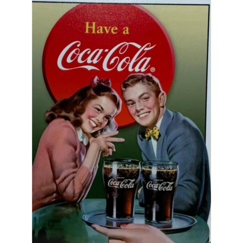 Coca-Cola Vintage Style Metal Tin Sign Retro Couple Wall Decor 16x12
